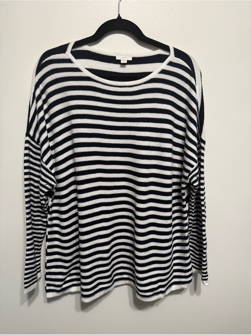 J.Jill Coastal Grandma Navy and White Striped Sweater SZ XL Petite